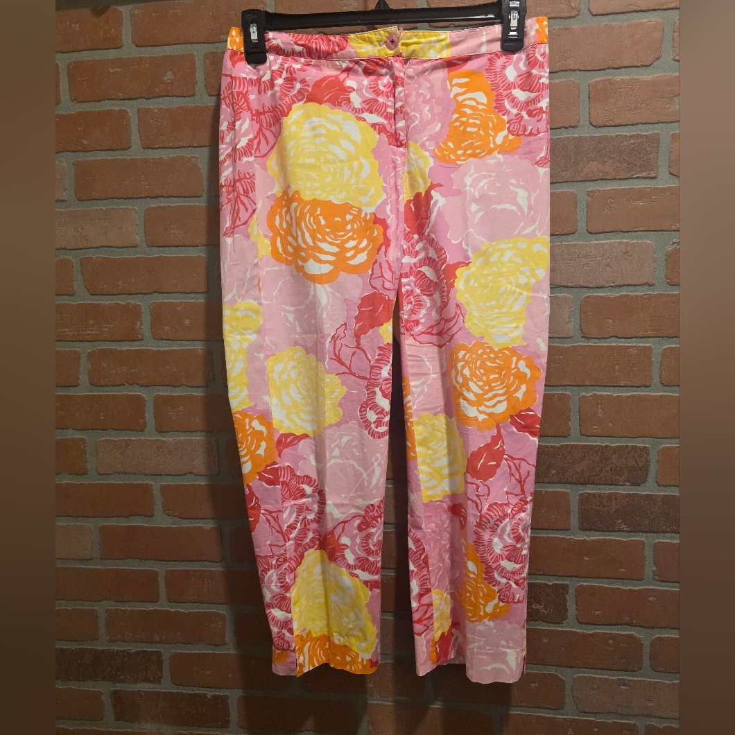 Lily Pulitzer Floral Pink Pants 6. Bin 32